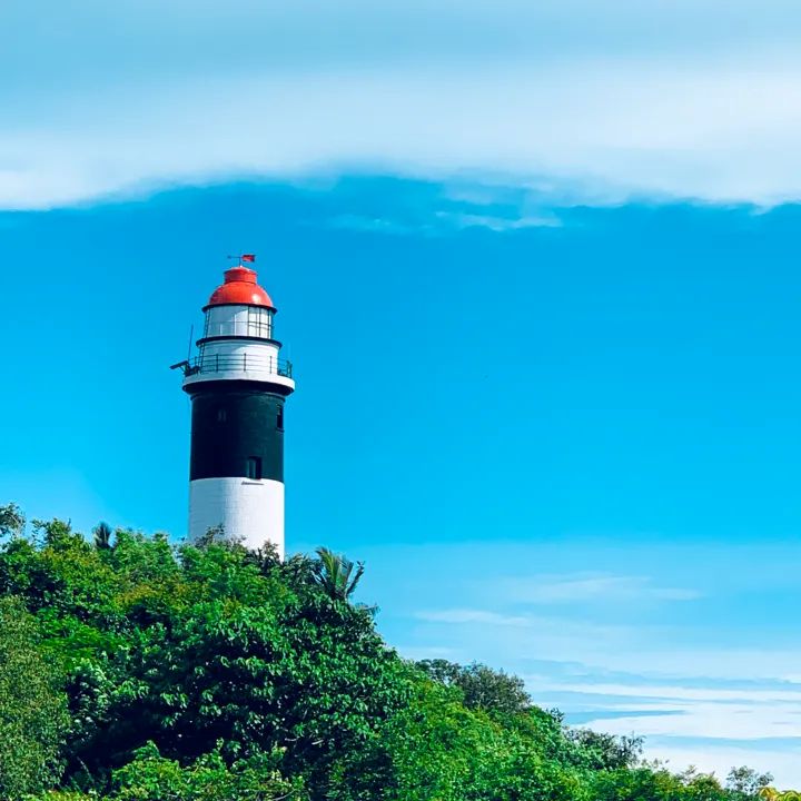 Historic Nandi Lighthouse by the Arabian Sea in Kozhikode